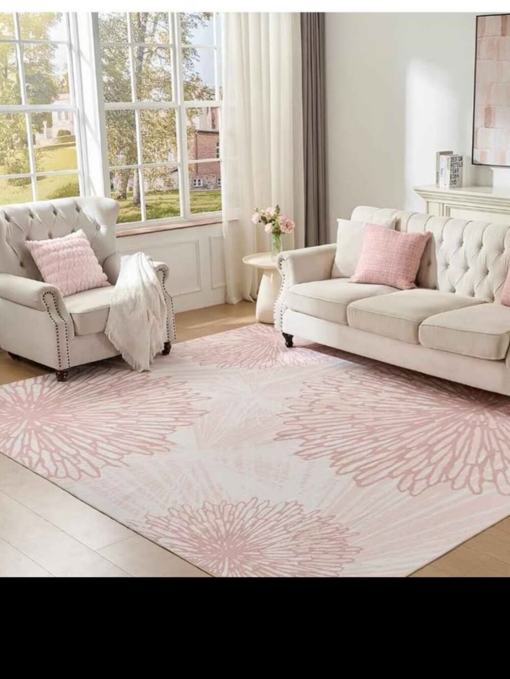 Pink Rugs 6x9 for Bedroom Girls,Floral Modern Distress Print Pattern Carpet Rug